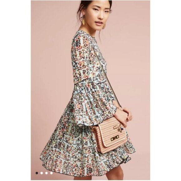 Bhanuni by Jyoti Libra Embroidered Tunic Mini Dress Size M Floral Anthropologie - Picture 7 of 13